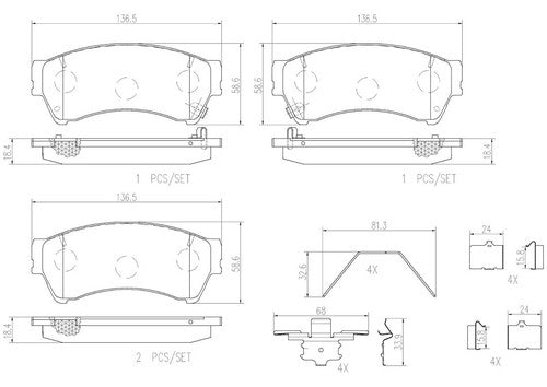 Brembo Front Ceramic Brake Pads Fits 2006-2012 Ford Fusion 4 Pc Brakes P49039N