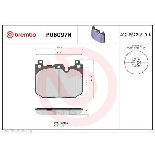 Brembo Front Ceramic Brake Pads Fits 2019-2023 BMW X2 Brake Pads P06097N