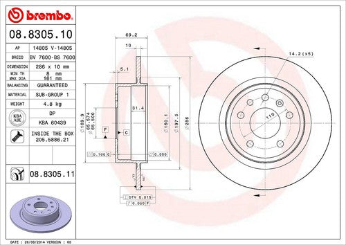 Brembo 08830511C02 BRAKE ROTORS