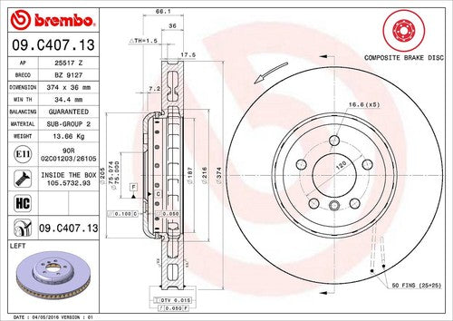 Brembo 09C40713C02 BRAKE ROTORS