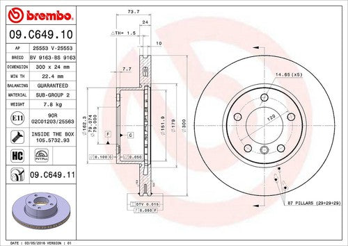 Brembo 09C64911C02 BRAKE ROTORS