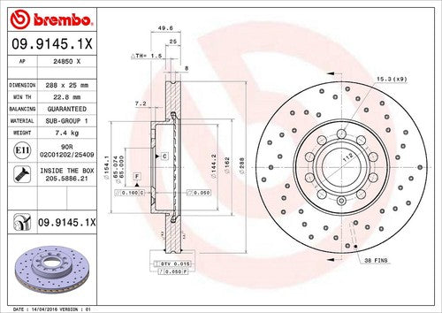 Brembo 0991451XC02 Xtra BRAKE ROTORS
