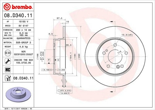 Brembo 08D34011C02 BRAKE ROTORS