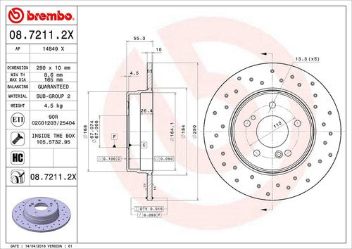 Brembo 0872112XC02 Xtra BRAKE ROTORS