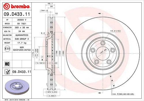 Brembo 09D43311C02 BRAKE ROTORS