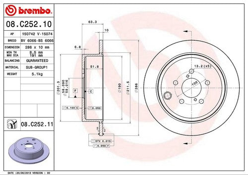Brembo 08C25211C02 BRAKE ROTORS