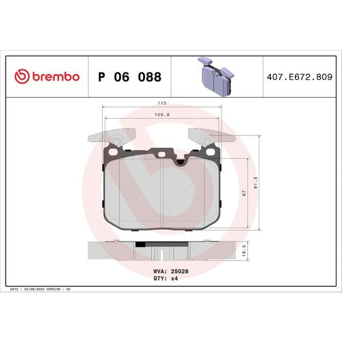 Brembo Front Low-Metallic Brake Pads Fits 2012-2015 BMW 335i Brake Pads P06088