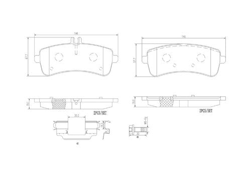 Brembo Rear Ceramic Brake Pads Fits 2015-2021 Mercedes-Benz S63 AMG 4 Pc P50125N