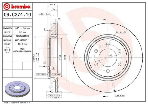 Brembo 09C27411C02 BRAKE ROTORS