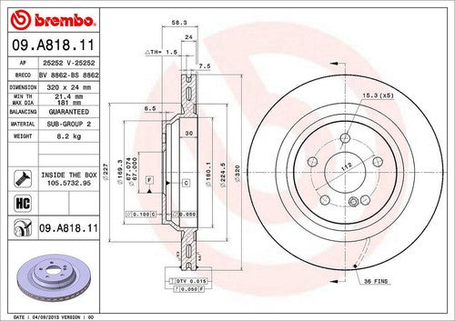 Brembo 09A81811C02 BRAKE ROTORS