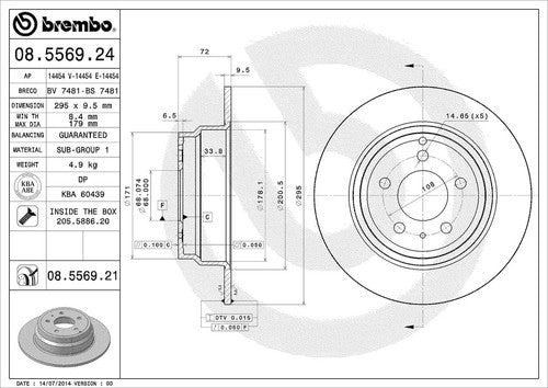 Brembo 08556921C02 BRAKE ROTORS