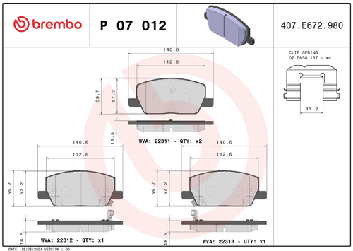 Brembo P07012 PRIME LINE BRAKE PADS