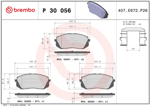 Brembo P30056 PRIME LINE BRAKE PADS