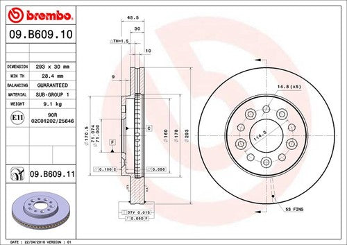 Brembo 09B60911C02 BRAKE ROTORS