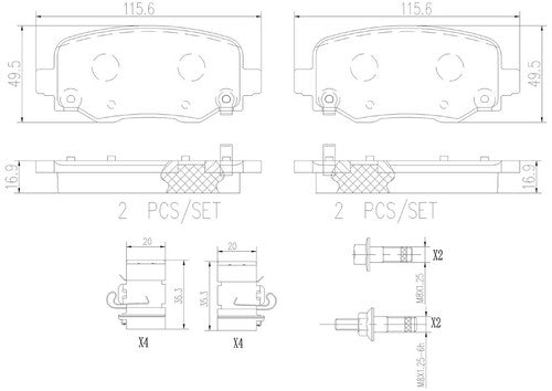 Brembo Rear Ceramic Brake Pads Fits 2014-2023 Jeep Cherokee 4 Pc Breaks P37020N