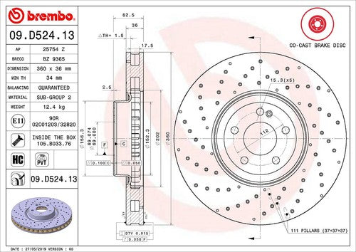 Brembo 09D52413C02 BRAKE ROTORS