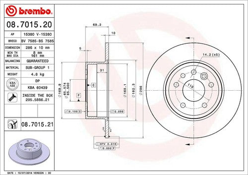 Brembo 08701521C02 BRAKE ROTORS