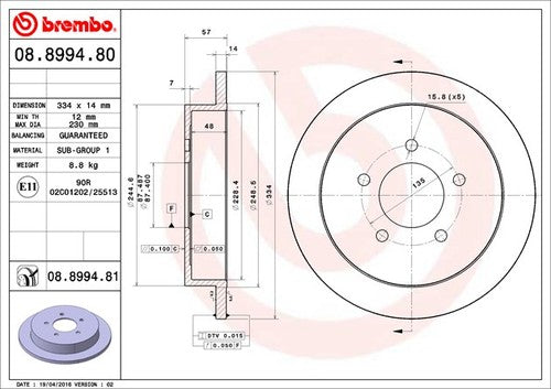 Brembo 08899481C02 BRAKE ROTORS