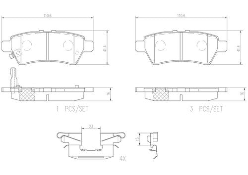 Brembo Rear Ceramic Brake Pads Fits 2005-2012 Nissan Pathfinder 4 Piece P56060N