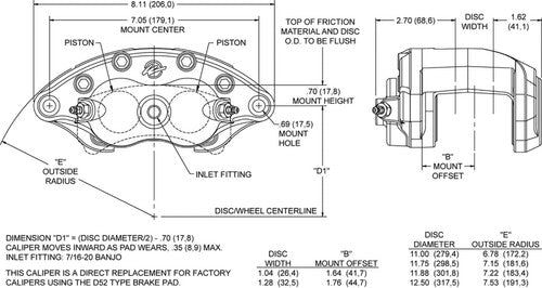 Wilwood Brakes 120-10938-RD D52 BRAKE CALIPER