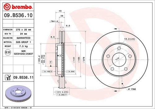 Brembo 09B53611C02 BRAKE ROTORS