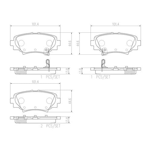 Brembo Rear Ceramic Brake Pads Fits 2014-2016 Mazda 3 Brakes 4 Piece P49049N