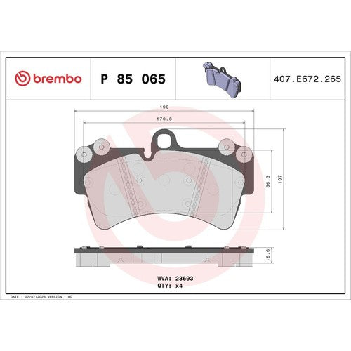 Brembo Front Low Metallic Brake Pads Fits 2007-2015 Audi Q7 Brakes 4 Pc P85065