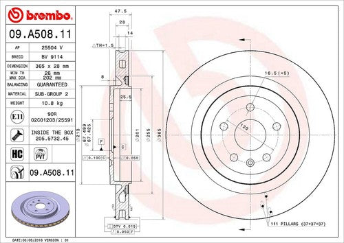 Brembo 09A50811C02 BRAKE ROTORS