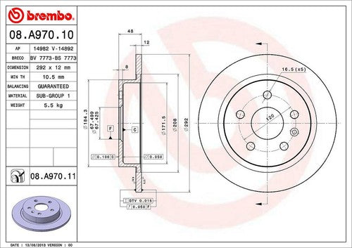 Brembo 08A97011C02 BRAKE ROTORS