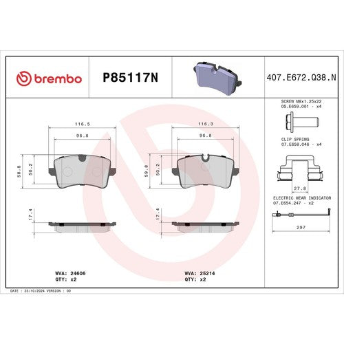 Brembo Rear Ceramic Brake Pads Fits 2012-2013 Audi A6 Brakes 4 Pc Brakes P85117N