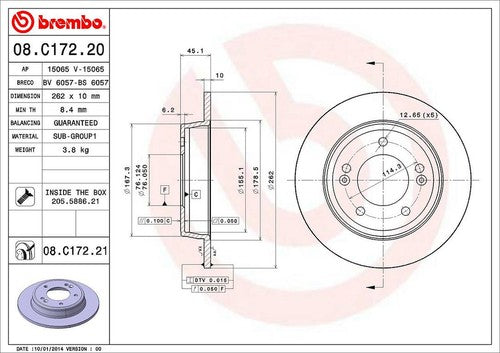 Brembo 08C17221C02 BRAKE ROTORS