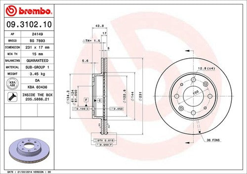 Brembo 09310210C02 BRAKE ROTORS