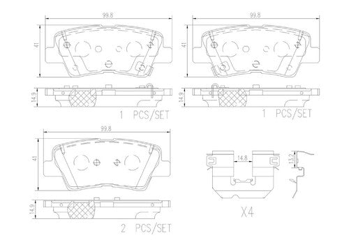 Brembo Rear Ceramic Brake Pads Fits 2016-2021 Hyundai Tucson 4 Pc Brakes P30103N