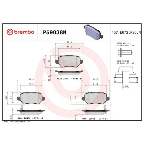 Brembo Rear Ceramic Brake Pads 2008 Saturn Astra 4 Piece Brake Pads P59038N