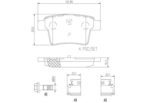 Brembo Rear Ceramic Brake Pads Fits 2008-2009 Ford Taurus 4 Pc Brakes P24063N