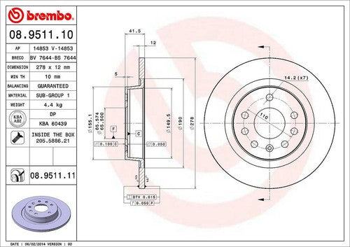Brembo 08951111C02 BRAKE ROTORS