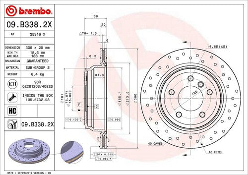 Brembo 09B3382XC02 Xtra BRAKE ROTORS