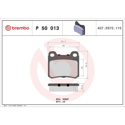 Brembo Rear Low Metallic Brake Pads Fits 1986-1993 Mercedes-Benz 300E P50013