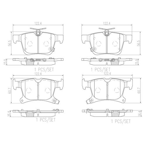 Brembo Rear Ceramic Brake Pads Fits 2017-2025 Chrysler Pacifica 4 Piece P11043N