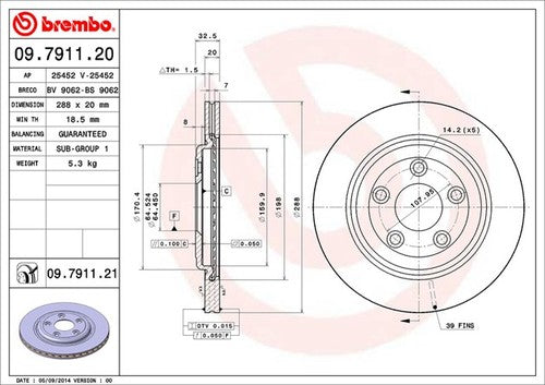 Brembo 09791121C02 BRAKE ROTORS