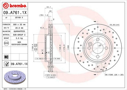 Brembo 09A7611XC02 Xtra BRAKE ROTORS
