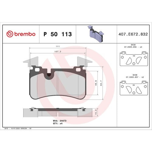 Brembo Rear Low Metallic Brake Pads Fits 2008-2013 Mercedes-Benz C63 AMG P50113