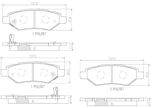 Brembo Rear Ceramic Brake Pads Fits 2010-2014 SRX CTS Performance Brakes P09014N