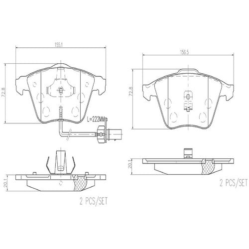 Brembo Front Ceramic Brake Pads Fits 2009-2012 Volkswagen CC 4 Pc P85056N