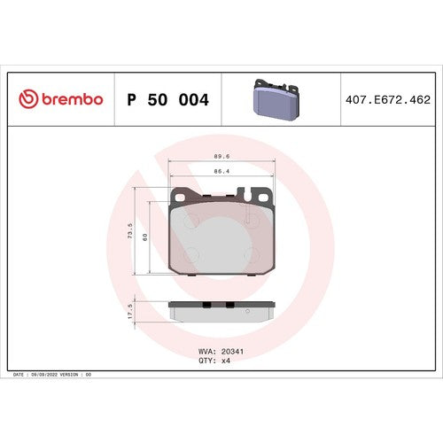 Brembo Front Low Metallic Brake Pads Fits 2016 2017 Mercedes-Benz C63 AMG P50004