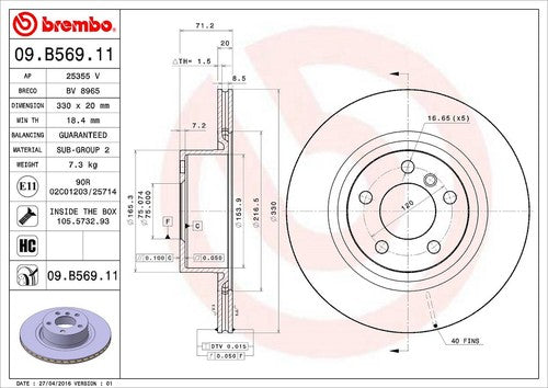 Brembo 09B56911C02 BRAKE ROTORS