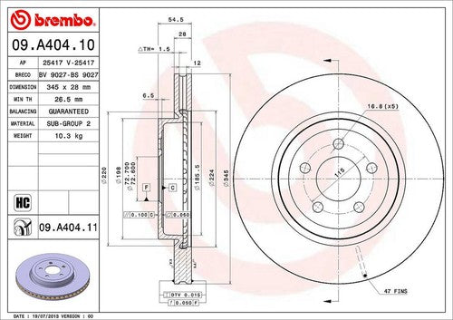 Brembo 09A40411C02 BRAKE ROTORS