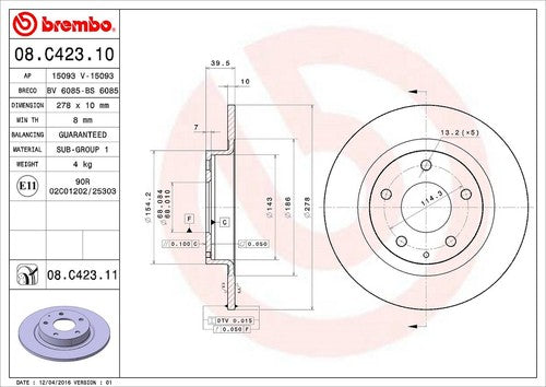 Brembo 08C42311C02 BRAKE ROTORS