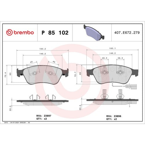 Brembo Front Low Metallic Brake Pads P85102