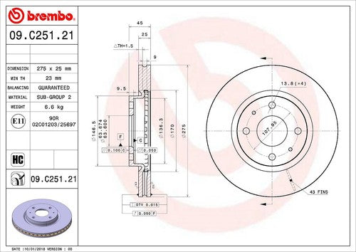 Brembo 09C25121C02 BRAKE ROTORS
